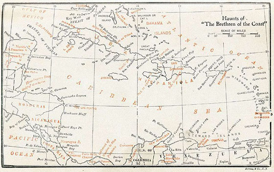 Mapa das Caraíbas no século XVII