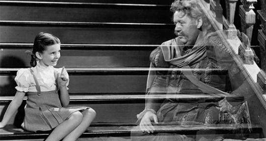 Margaret O'Brien e Charles Laughton em "Fantasmas à Solta" (The Canterville Ghost, 1944) de Jules Dassin