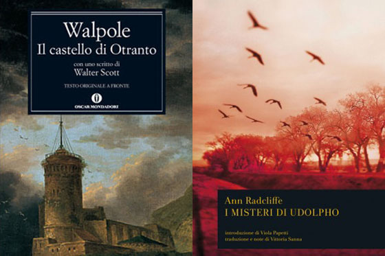 Capas dos livros "O Castelo de Otranto", de Horace Walpole e "The Mysteries of Udolpho" de Ann Radcliffe
